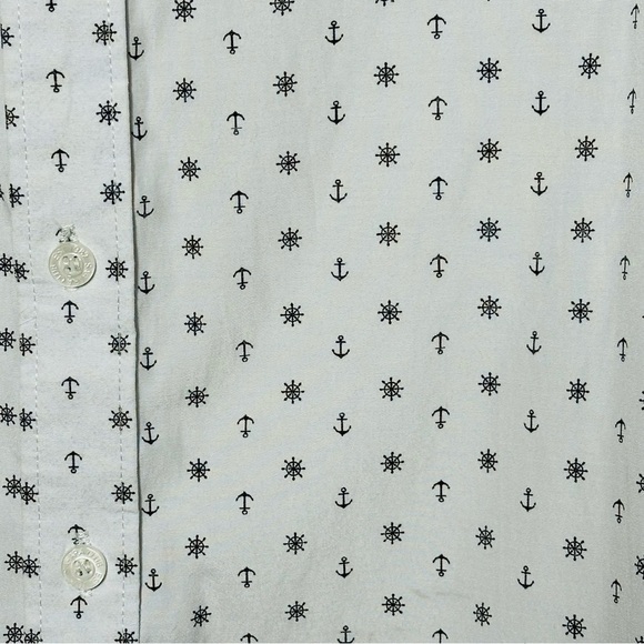 Sahara Club Mens Short Sleeve Button Down Shirt with Anchors Ship Wheels Pattern - Picture 8 of 8